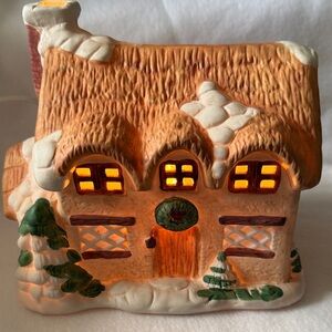 Charming Vintage Holiday Village House with Warm Lights